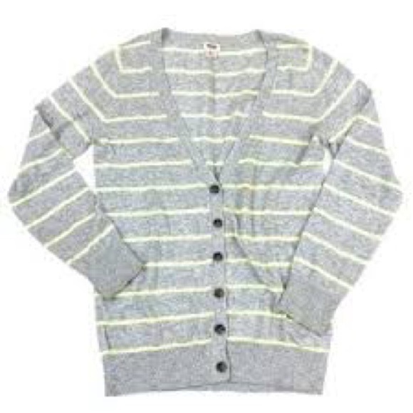 Mossimo Gray & Neon Yellow Striped Women's Cardigan - Sz Small - Picture 2 of 6